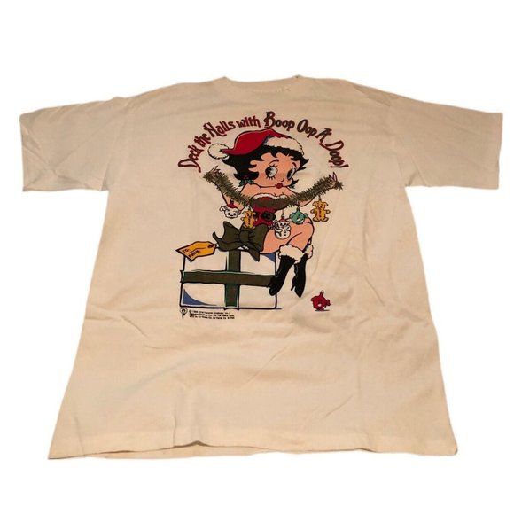 vintage 90s Betty Boop Christmas shirt single stitch size L - Picture 1 of 9